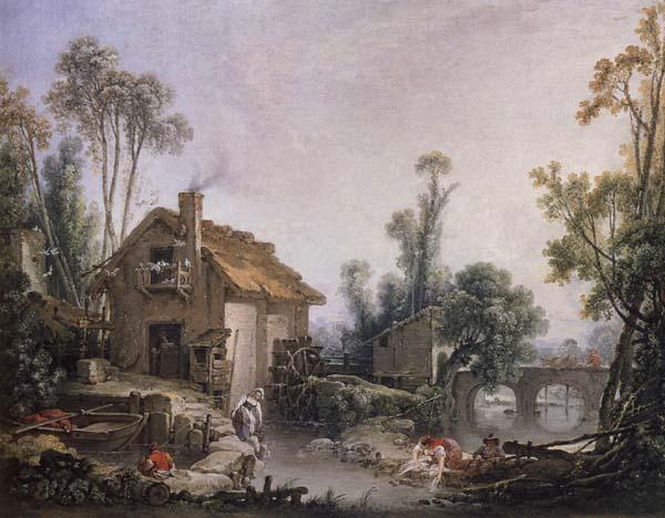Francois Boucher Landscape with a Watermill oil painting picture